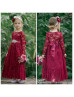 Long Sleeve Burgundy Lace Floor Length Flower Girl Dress